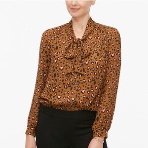 J.Crew Brown and Pink Leopard Print Blouse